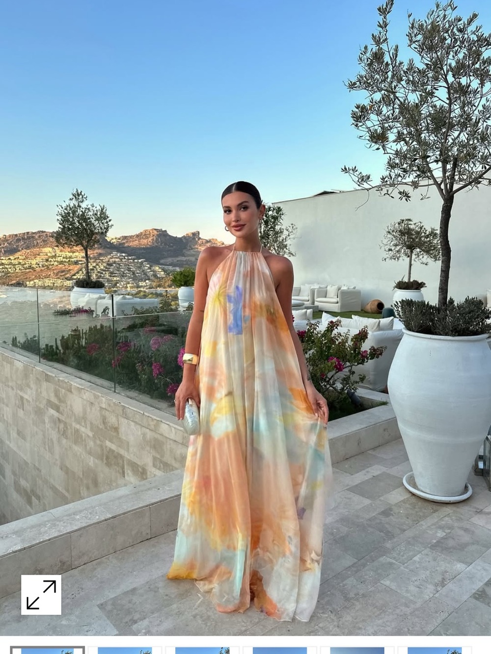 Flowing Pastel Halter Maxi Dress - Multicolor